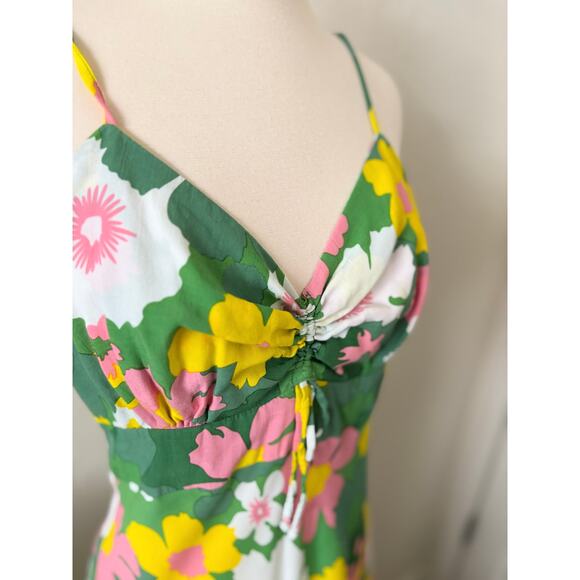 Faithfull the Brand Shayna Midi Dress Size M US 6 La Palma Green Floral Print - Picture 4 of 9